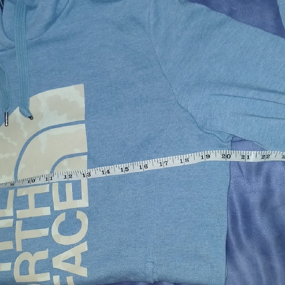 Women's The North Face Blue Hoodie with Tan Logo - Medium - Picture 4 of 6